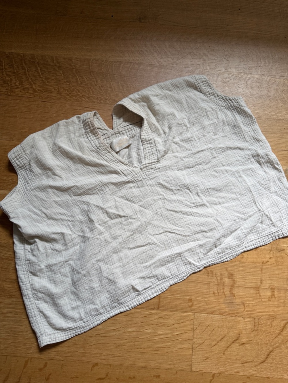 Lightweight Cream Cotton V-Neck Blouse